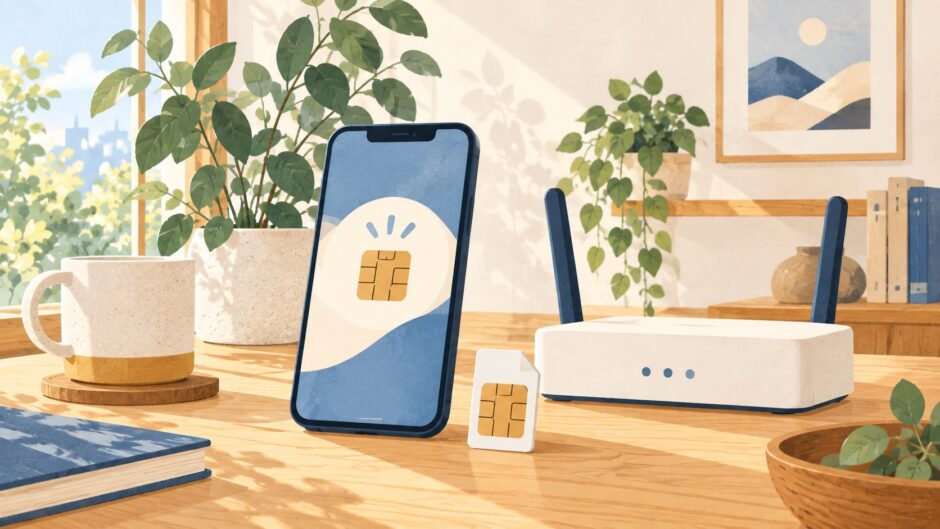イラスト：SIMカードとeSIMを選ぶ