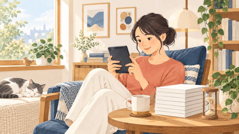 イラスト：レンタル漫画を選ぶ