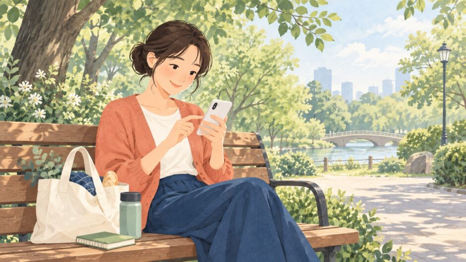 イラスト：スマートフォンの使い方を見直す