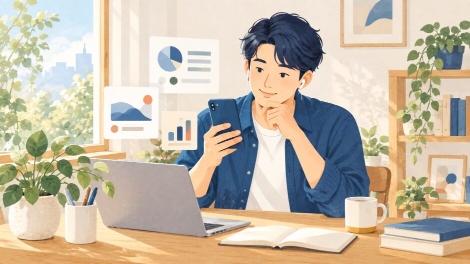 イラスト：スマホで通話と通信を使う