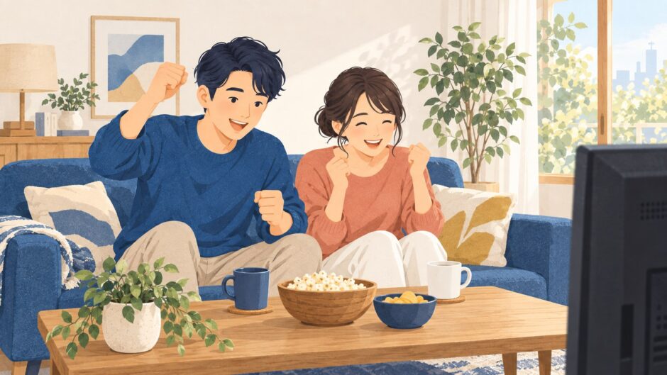 イラスト：スポーツ観戦を楽しむ
