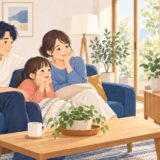 イラスト：家族で動画を楽しむ