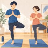 イラスト：ヨガスタジオで体を動かす