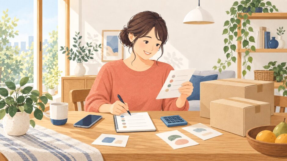 イラスト：セールで買うものを整理する