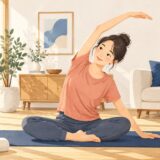 イラスト：自宅でヨガを楽しむ