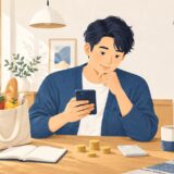 イラスト：スマホと買い物のポイントを考える