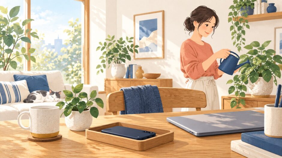 イラスト：スマートフォンから距離を置く