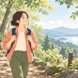 イラスト:自然の中を散歩する