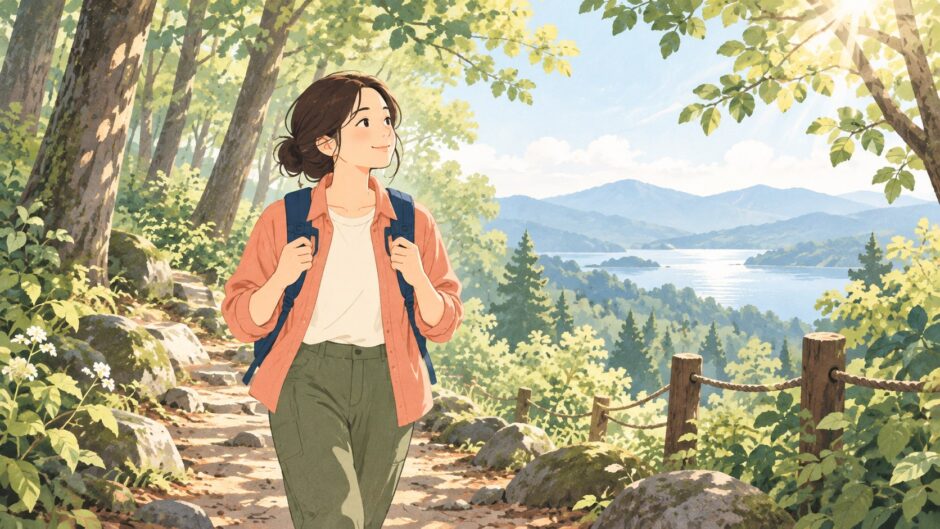 イラスト：自然の中を散歩する