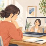 イラスト：オンラインで相談する