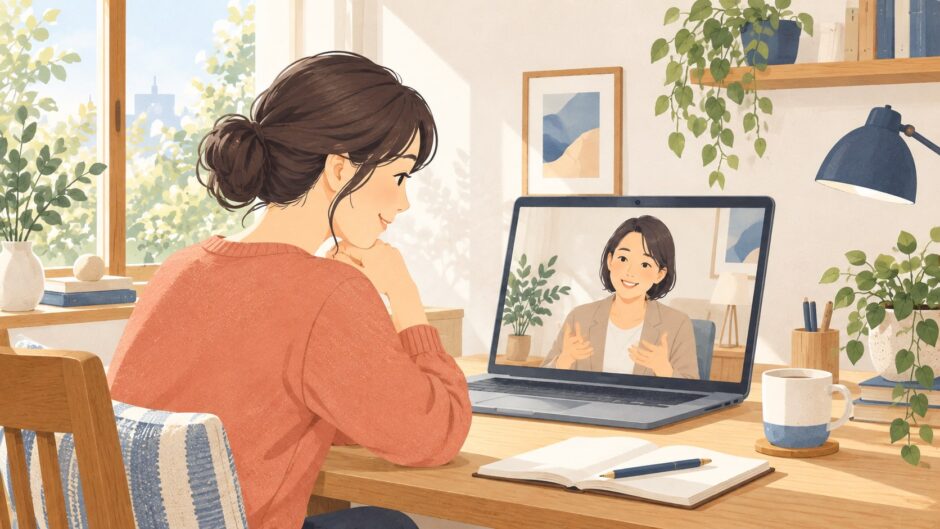 イラスト：オンラインで相談する