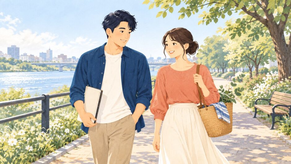 イラスト：画面から離れて休日を過ごす