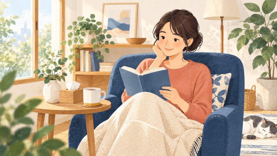 イラスト：漫画を読んで気持ちをほぐす