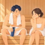 イラスト：サウナの準備をする
