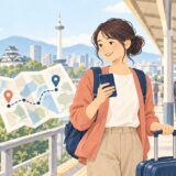 イラスト：海外旅行の移動と体験を計画する