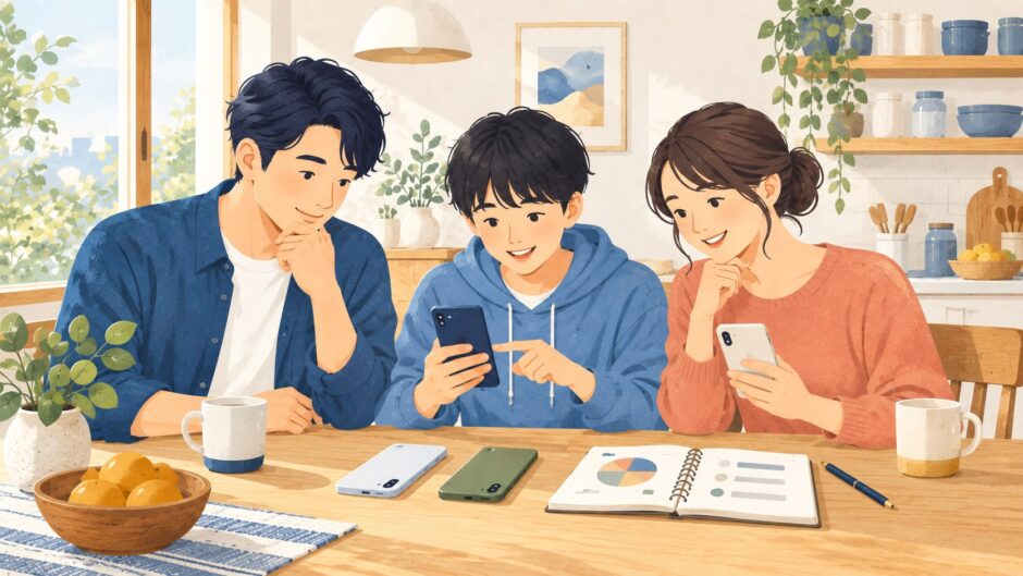 イラスト：家族のスマホ料金を見直す